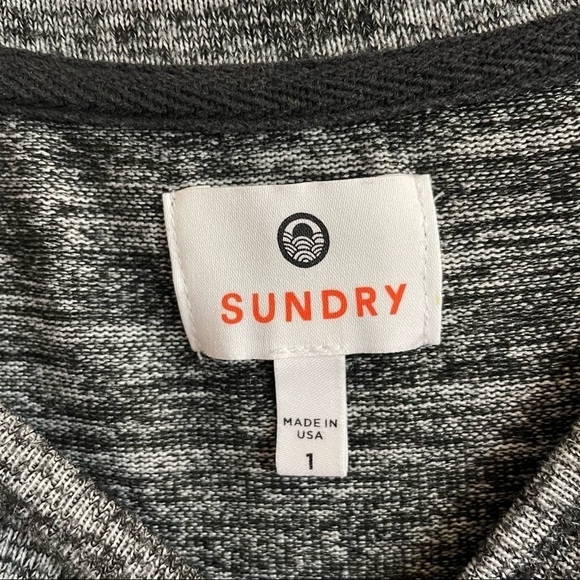 SUNDRY GRAY “CHEERS” SIDE-TIE LONG SLEEVE PULLOVER - Picture 5 of 7